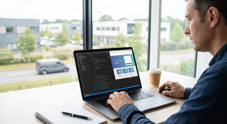 Jeune technicien informatique travaillant sur réparation d'ordinateur de bureau